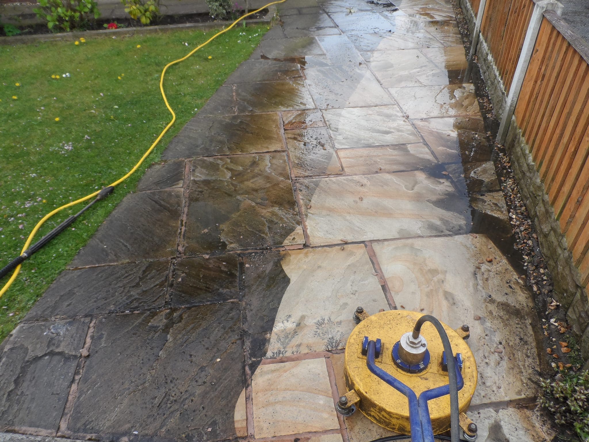 Cleaning a sandstone driveway in Warrington